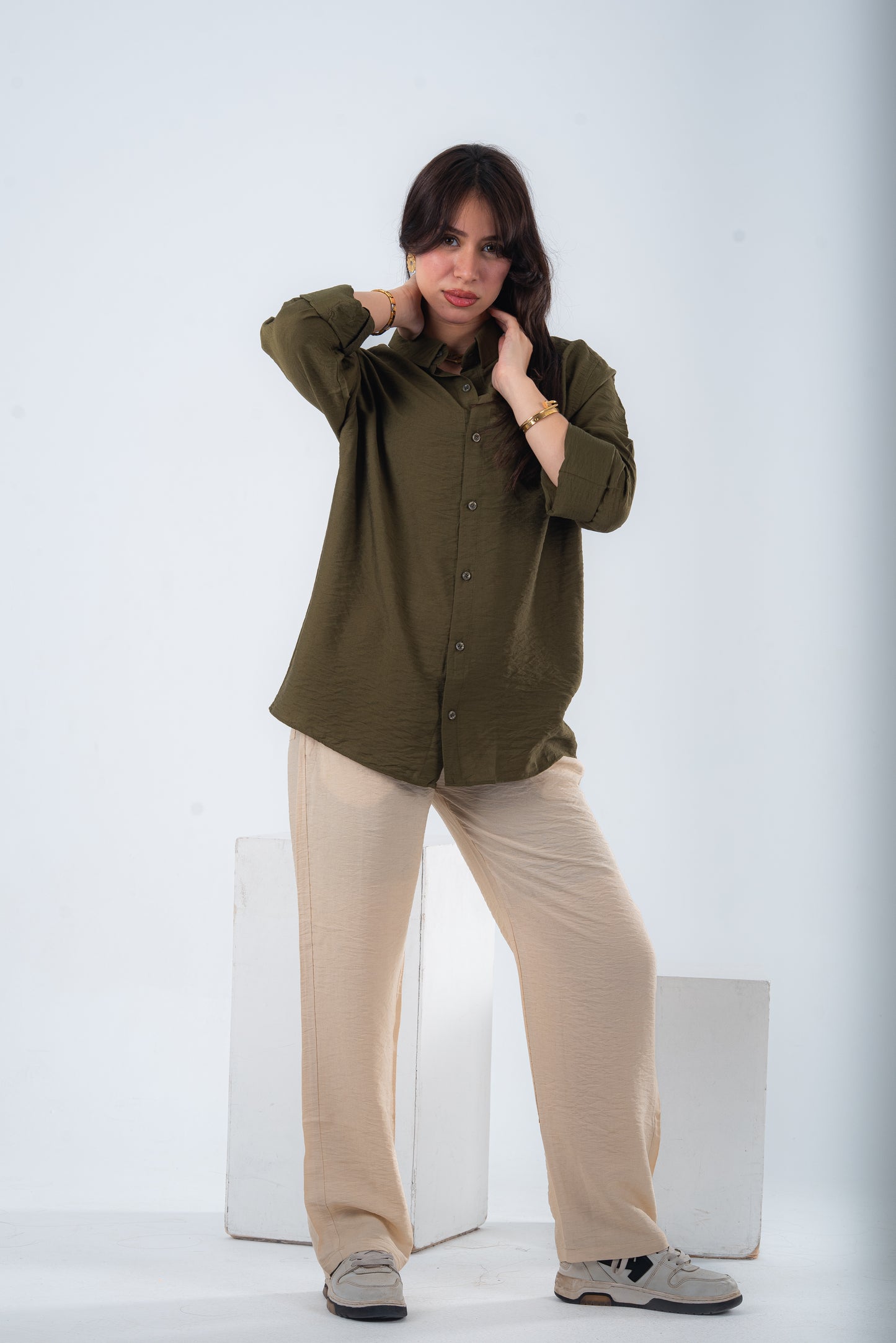 Over size Beige linen Pants