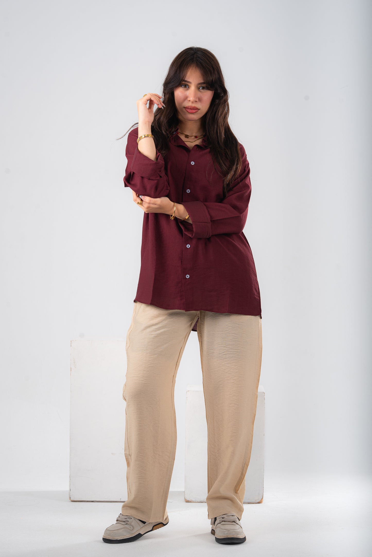Over size Beige linen Pants