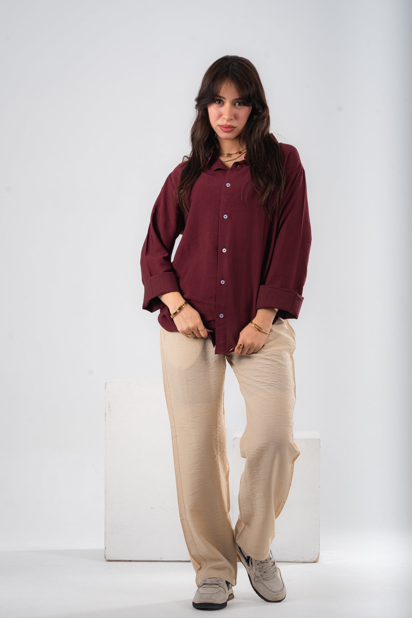 Over size Beige linen Pants