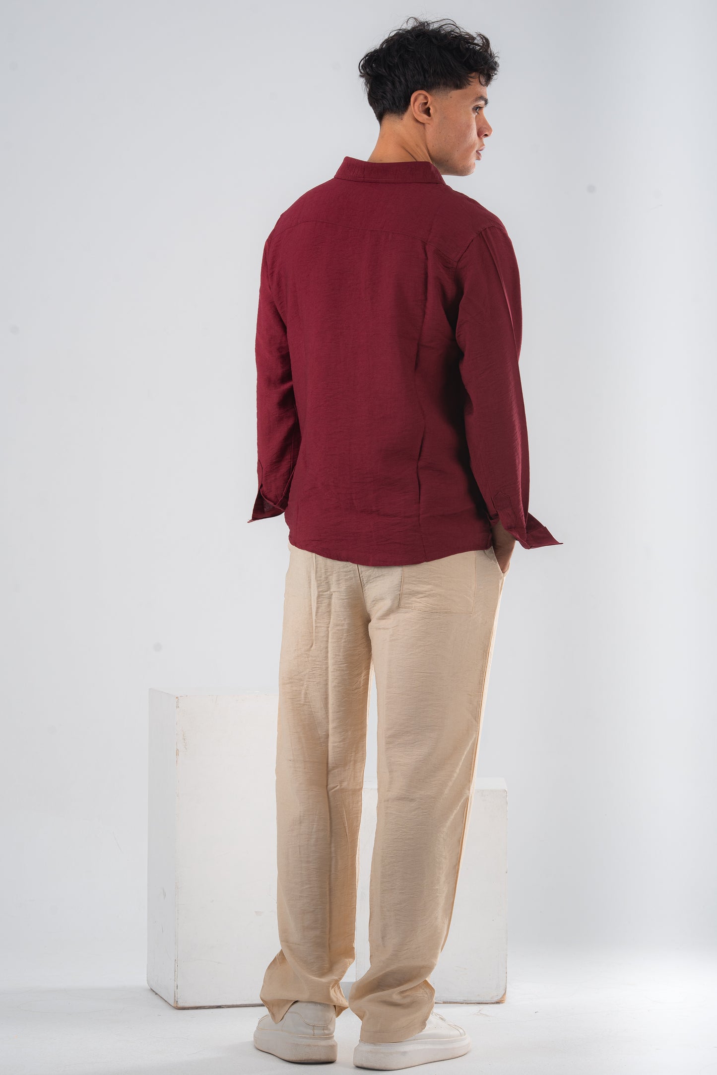 Over size Beige linen Pants