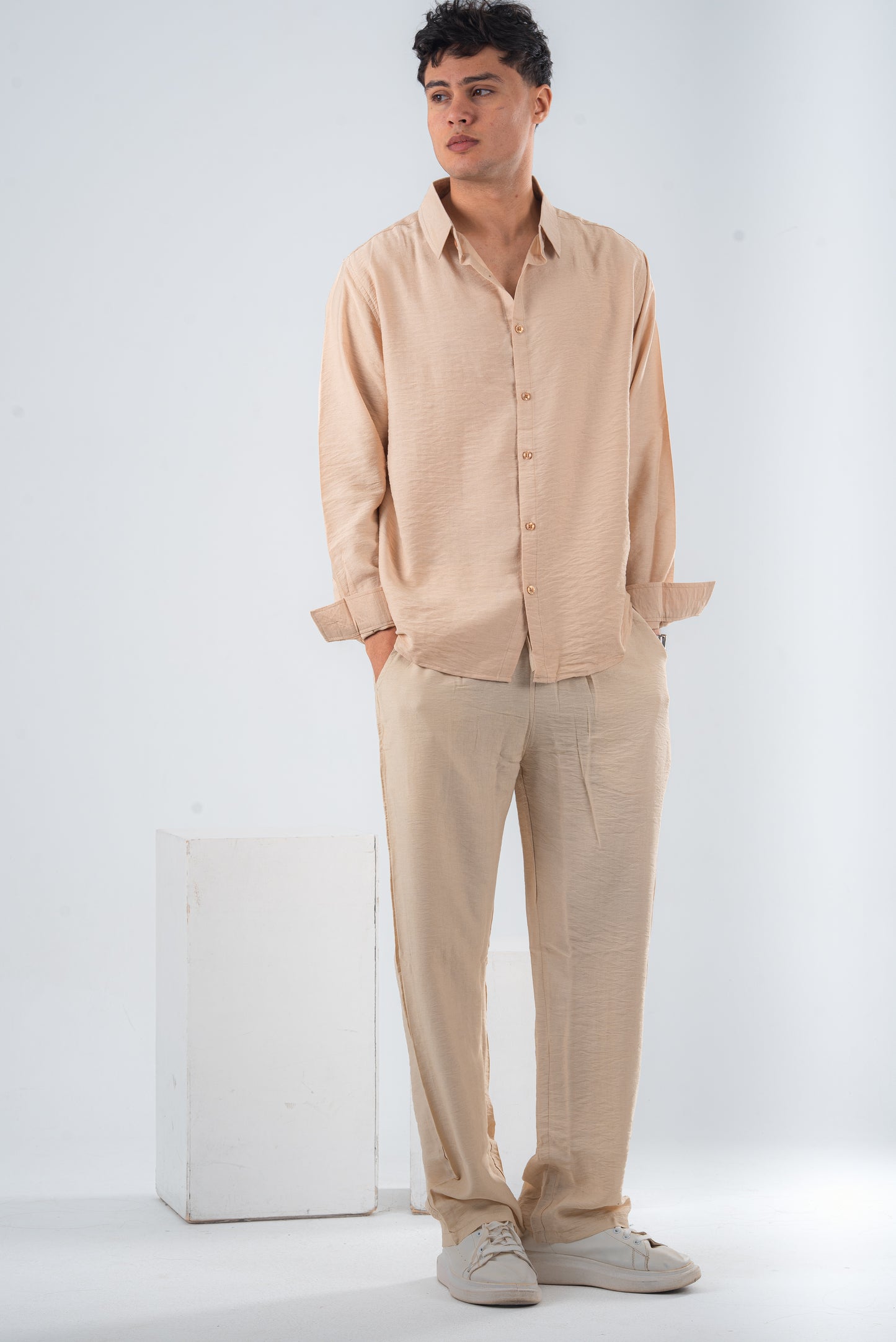 Over size Beige linen Pants