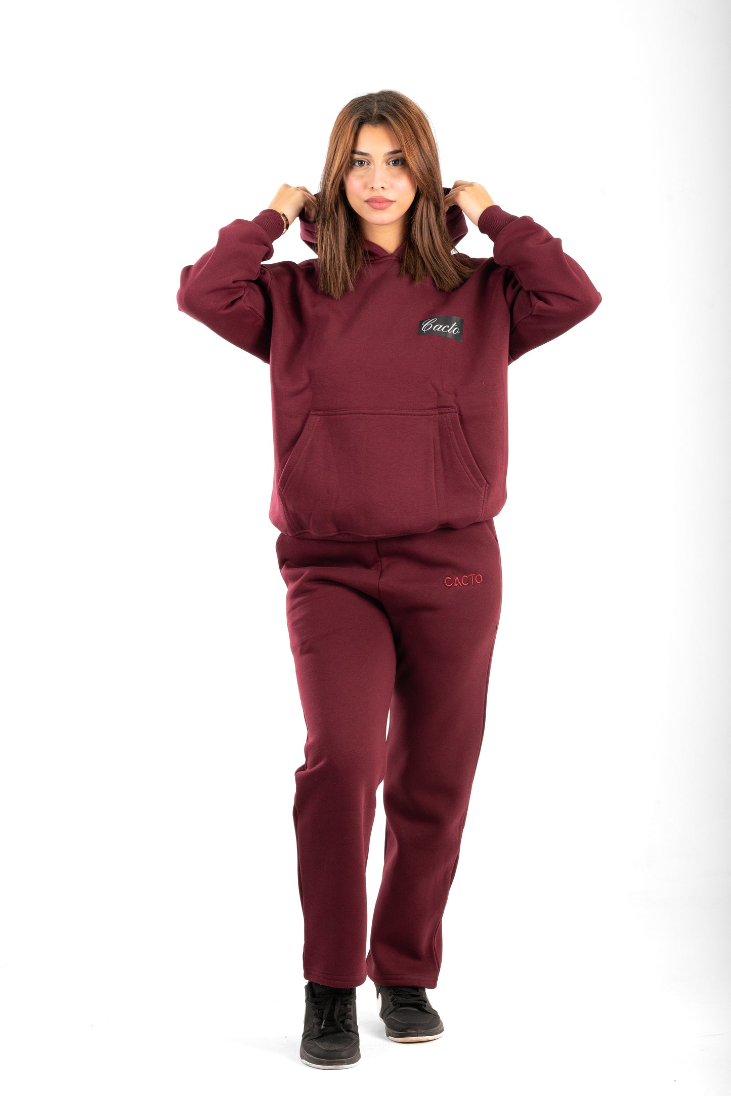 Burgundy Printed Hoodie