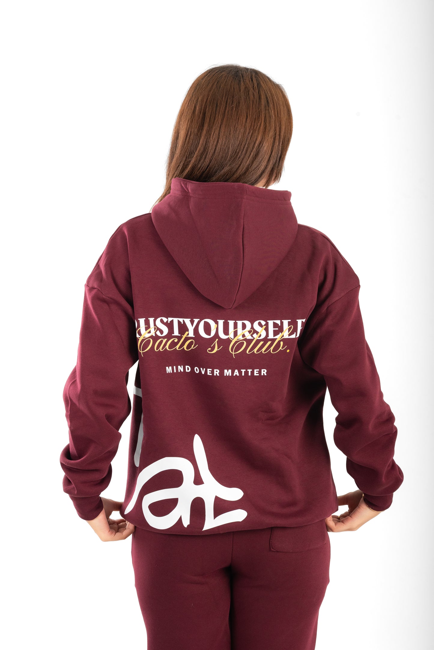 Burgundy Printed Hoodie