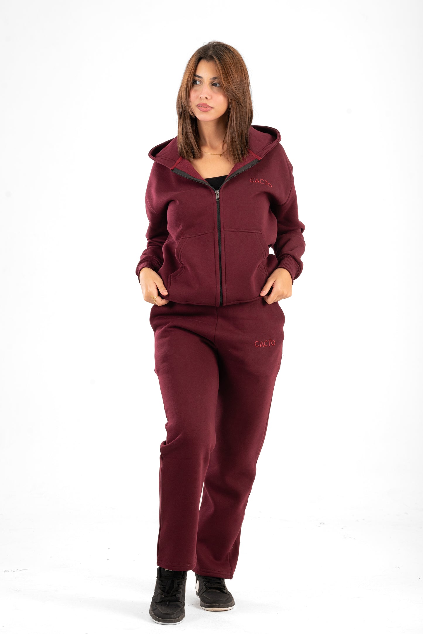 Burgundy Zipper Hoodie