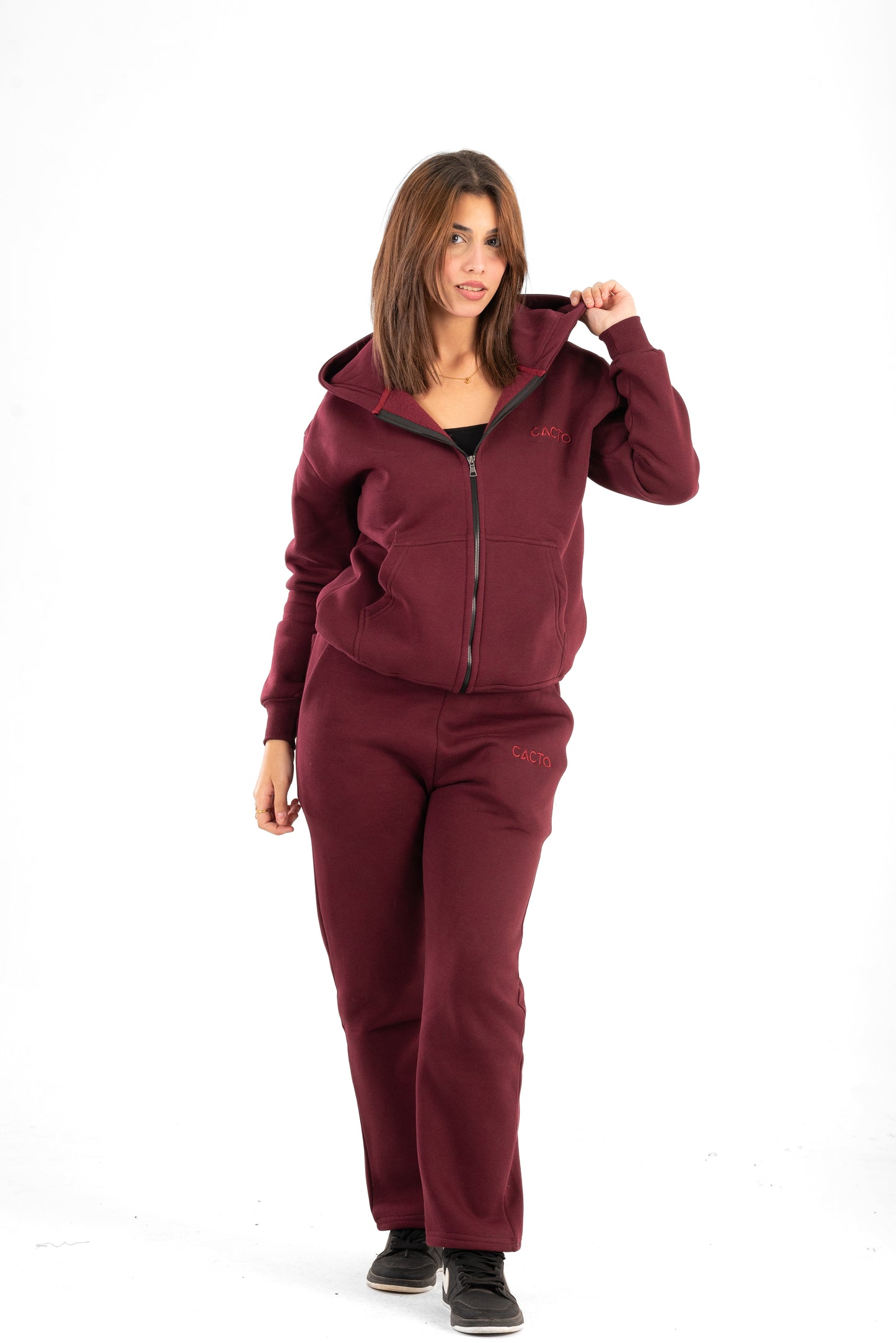 Burgundy Zipper Hoodie