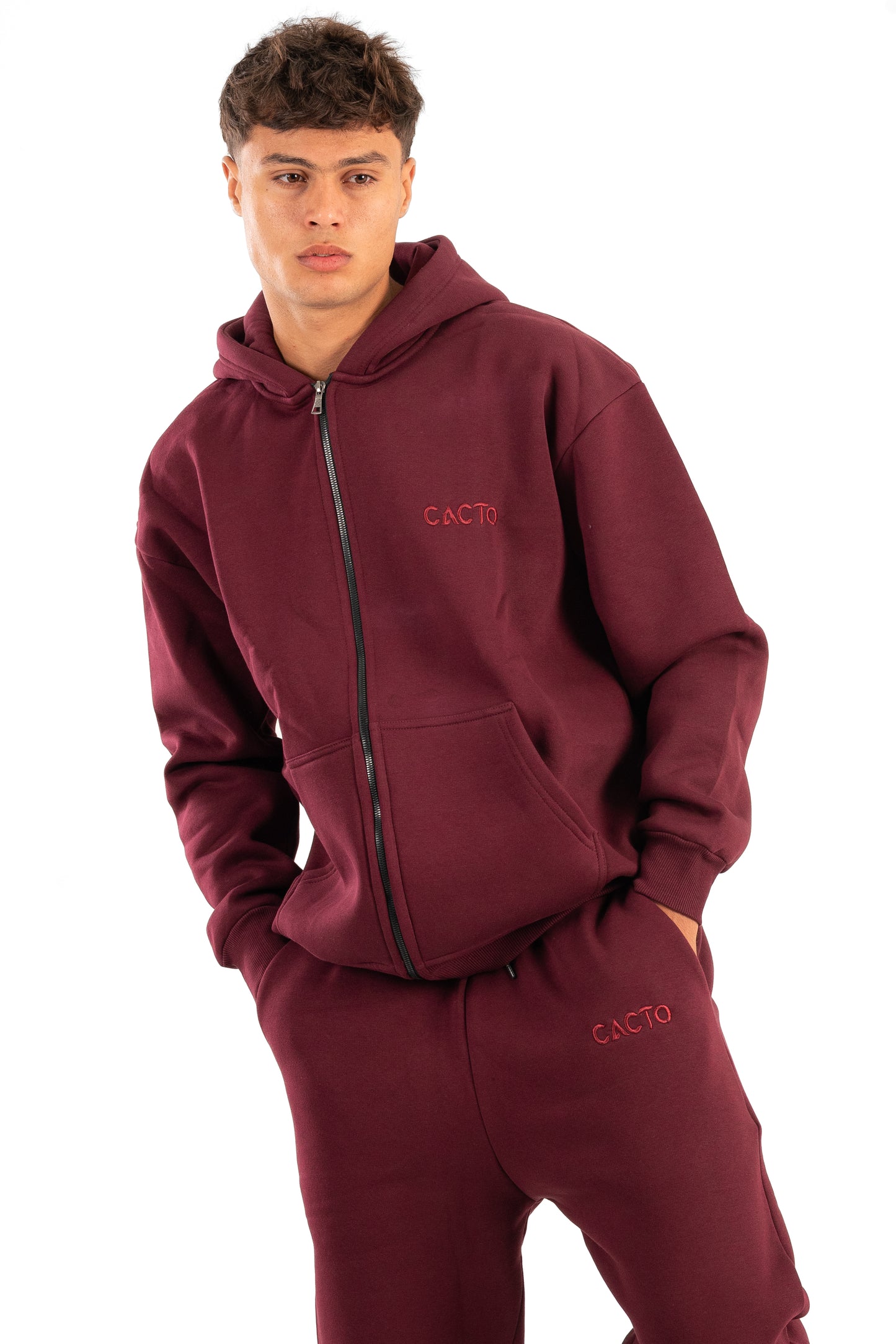 Burgundy Zipper Hoodie