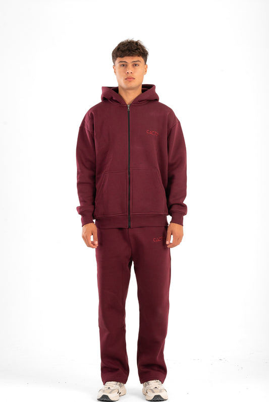 Burgundy Zipper Hoodie