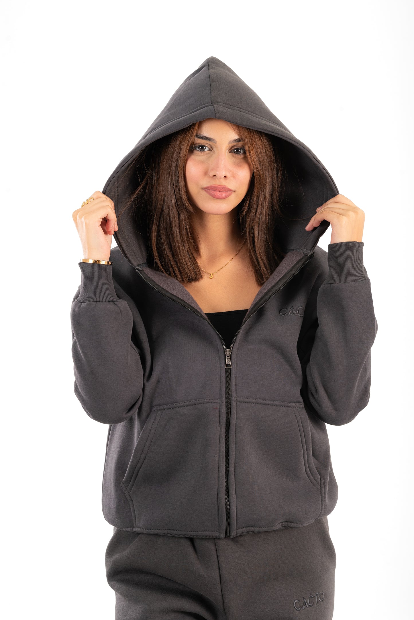 Gray Zipper Hoodie