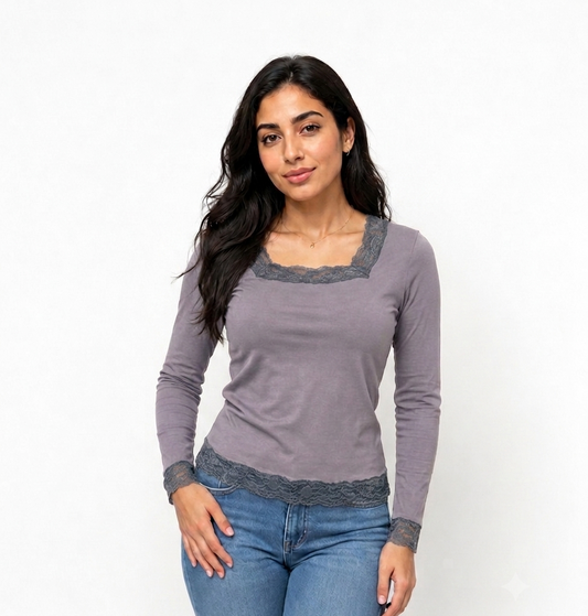 GREY Stella Lace-Trim Long Sleeve
