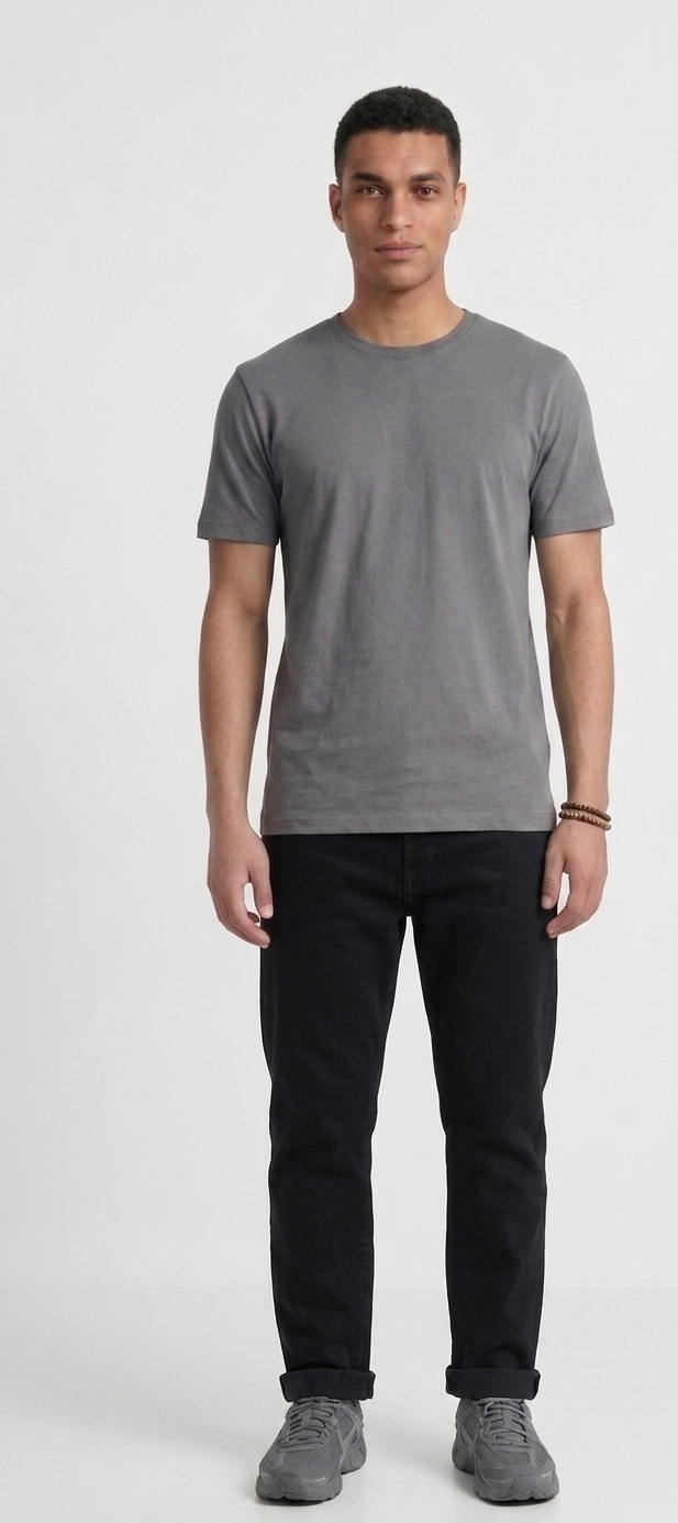 Grey cotton basic Tee