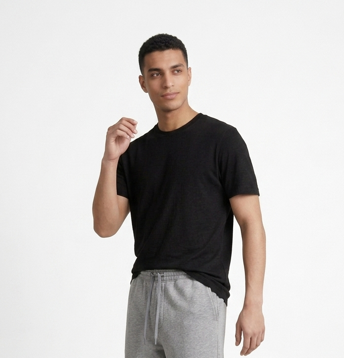 Black cotton basic Tee