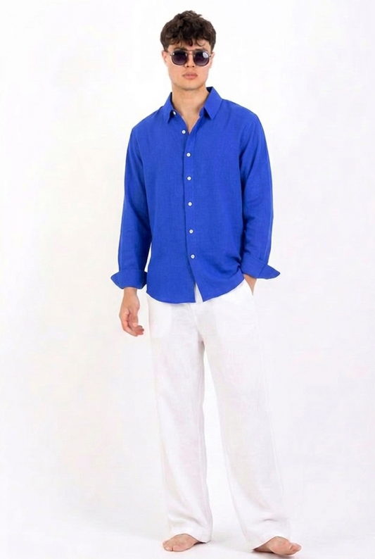 Blue linen shirt