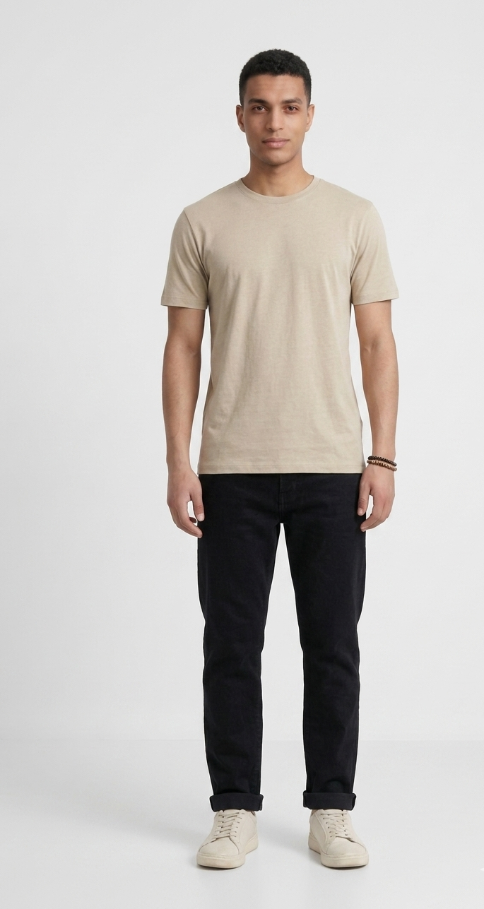 Beige cotton basic Tee