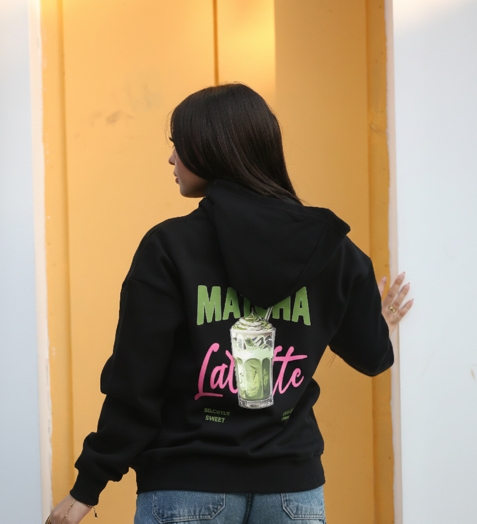 MATCHA LATEE  BLACK   Printed Hoodie