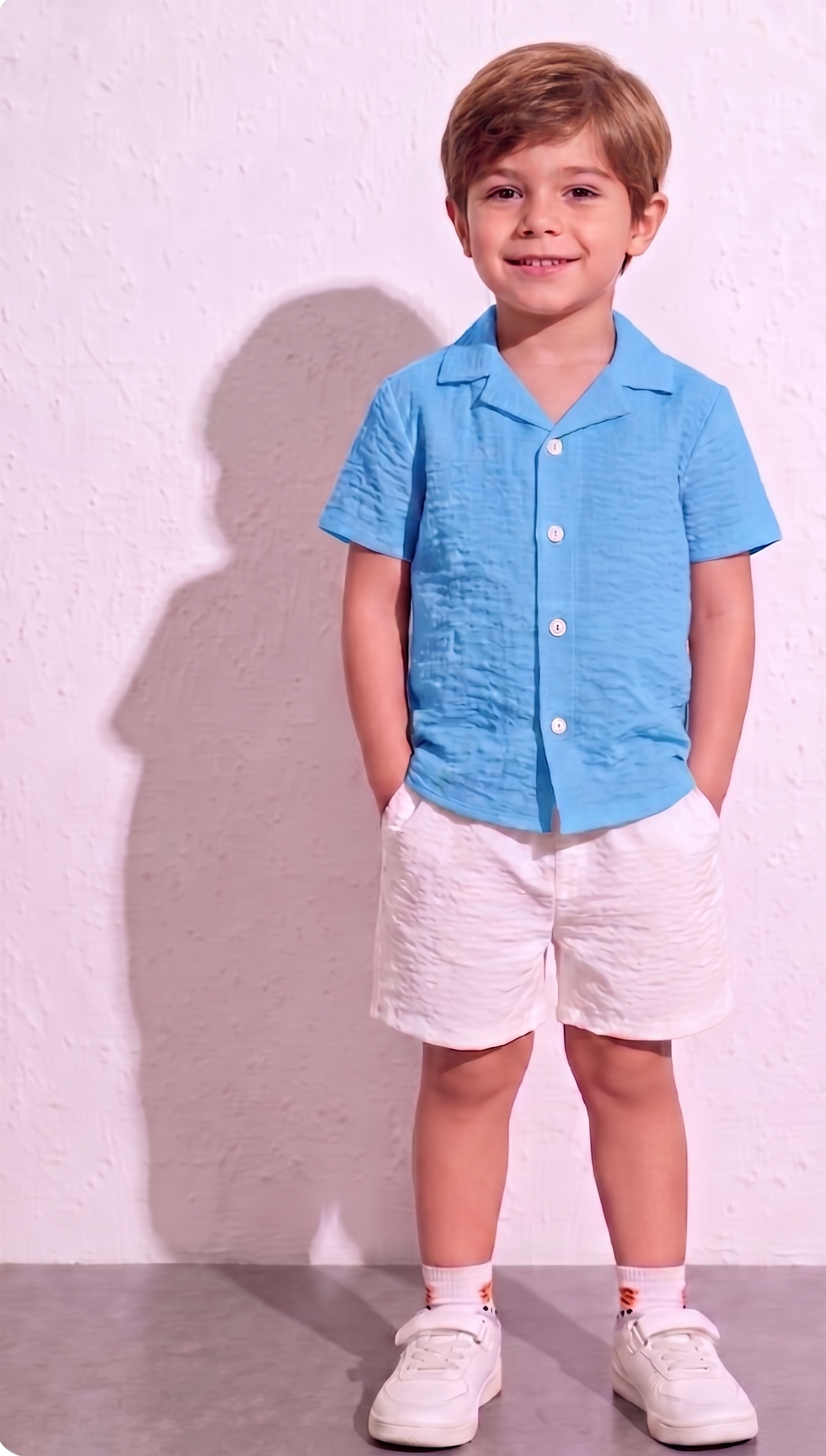 KIDS baby blue linen shirt