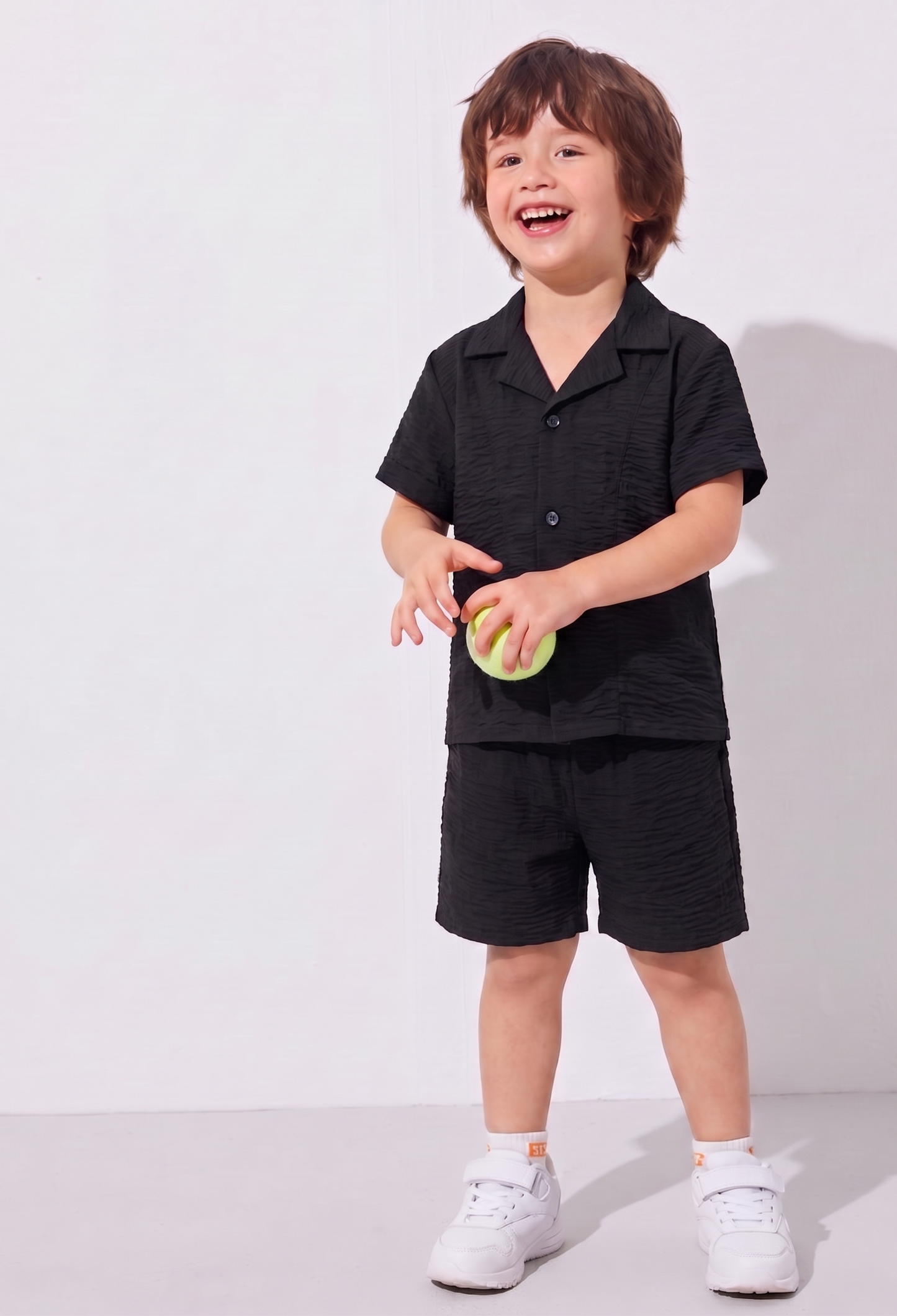 KIDS black linen shirt