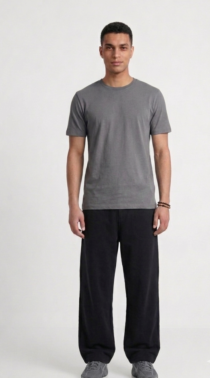 Grey cotton basic Tee