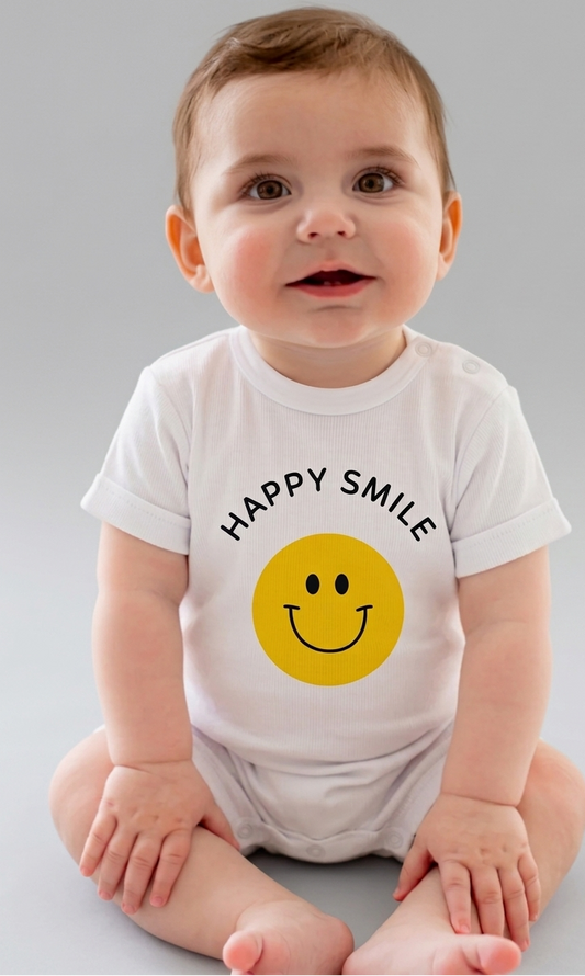 Happy smile White baby romper short