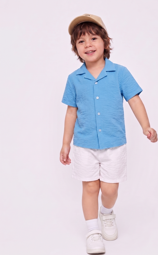 KIDS baby blue linen shirt