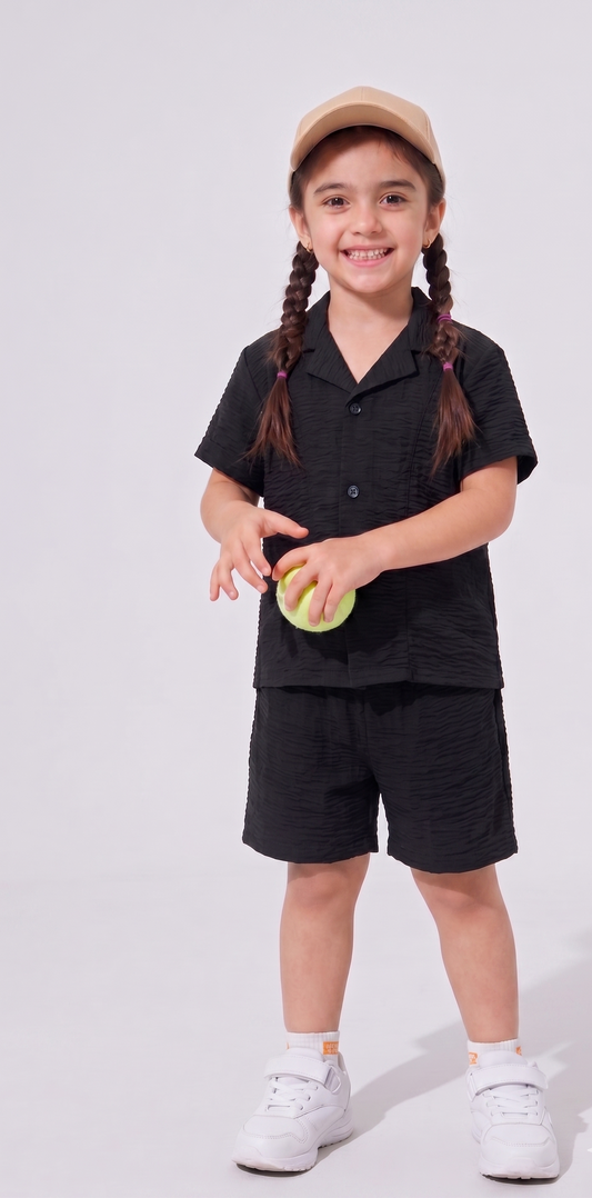 KIDS black linen shirt