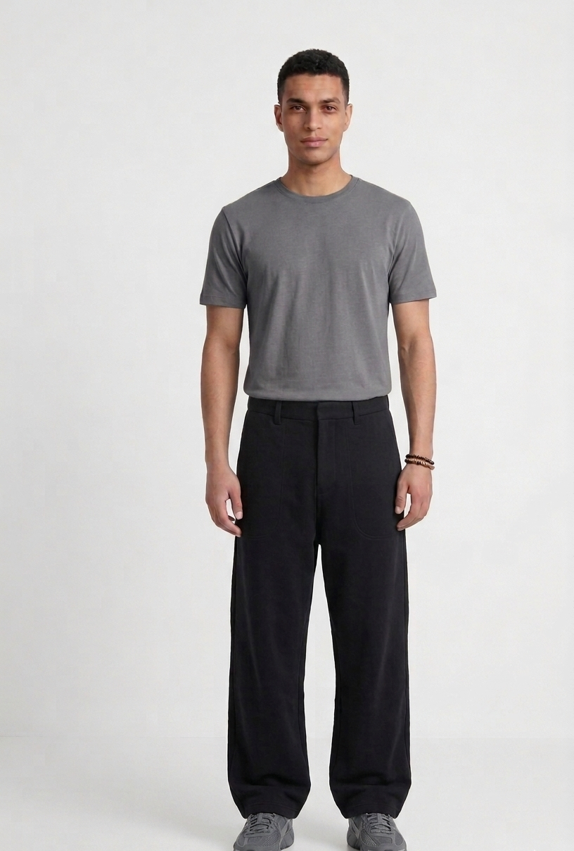 Grey cotton basic Tee