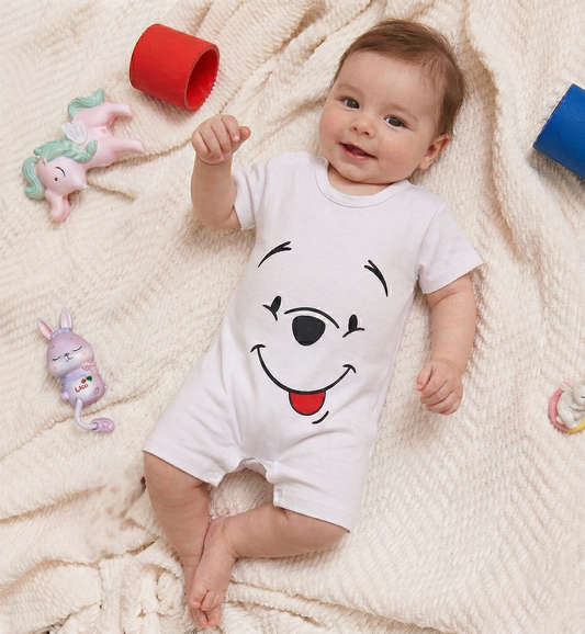 White baby romper short