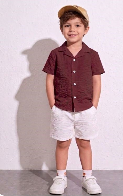 KIDS burgundy linen shirt
