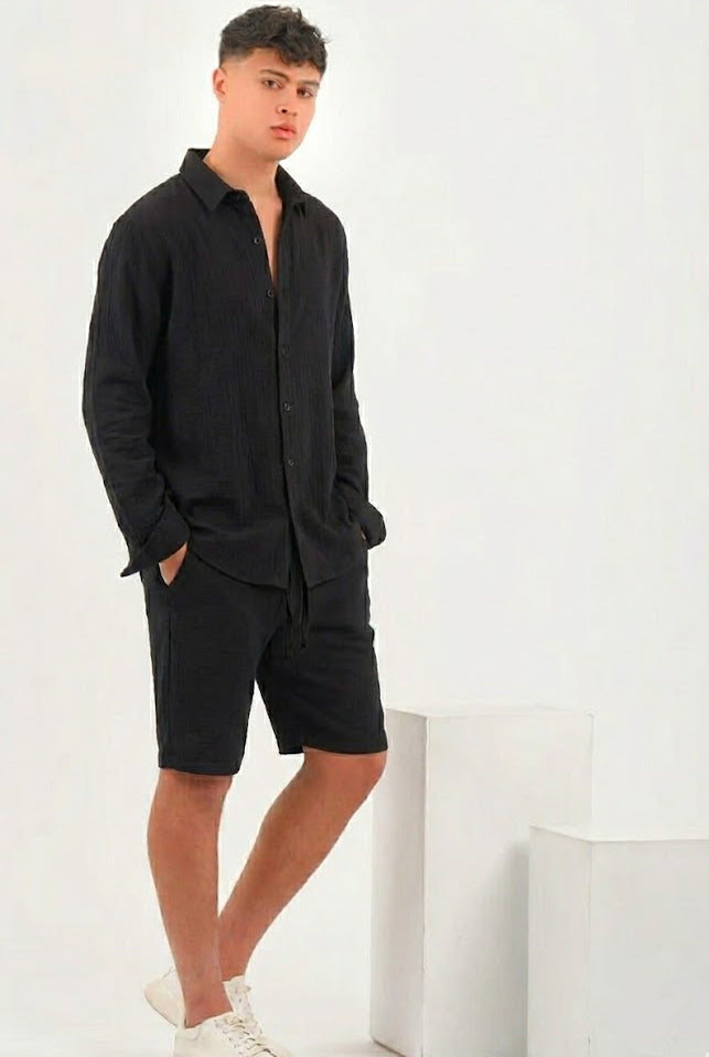 Black linen short