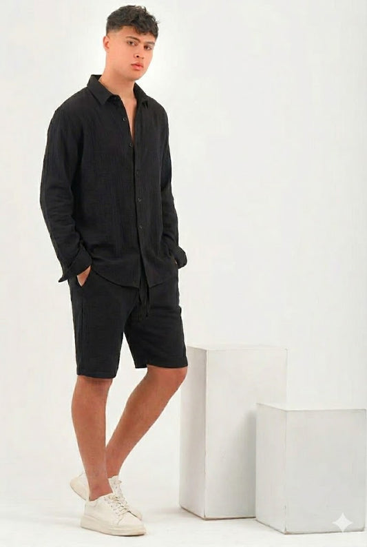 Black linen short